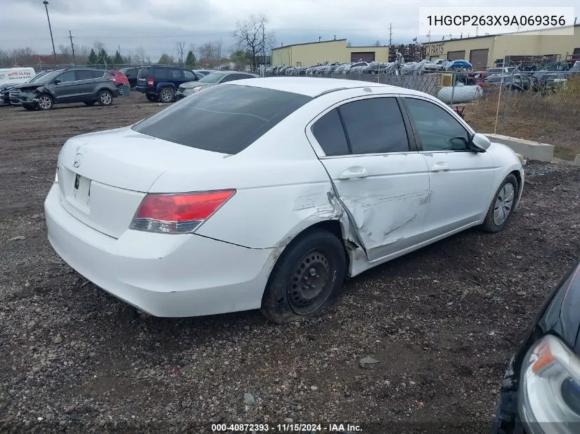 2009 Honda Accord 2.4 Lx VIN: 1HGCP263X9A069356 Lot: 40872393