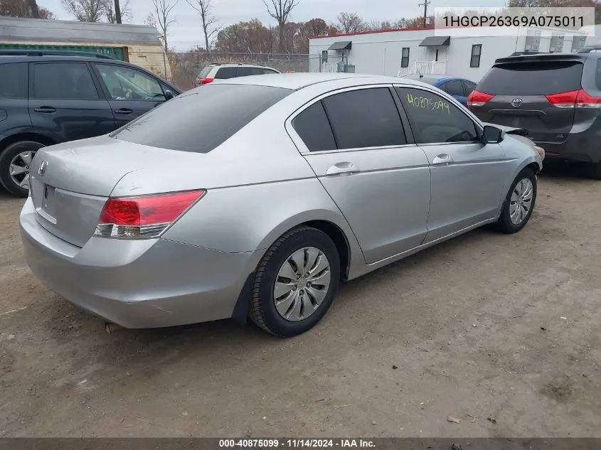 2009 Honda Accord 2.4 Lx VIN: 1HGCP26369A075011 Lot: 40875099