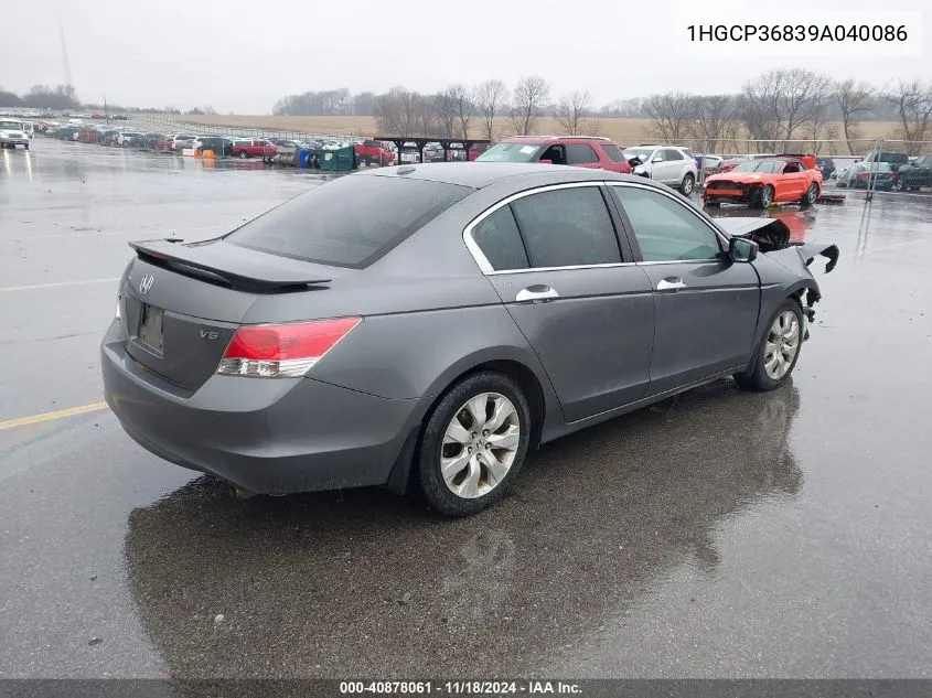 2009 Honda Accord 3.5 Ex-L VIN: 1HGCP36839A040086 Lot: 40878061