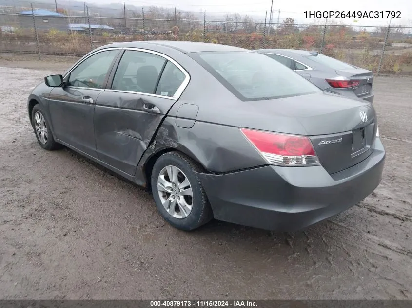 2009 Honda Accord 2.4 Lx-P VIN: 1HGCP26449A031792 Lot: 40879173