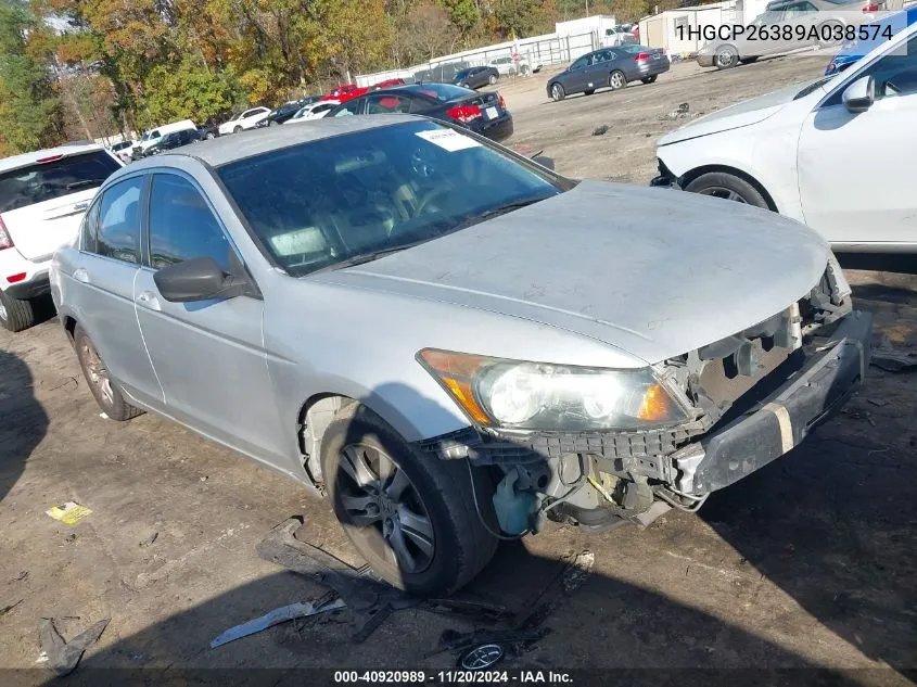 2009 Honda Accord 2.4 Lx VIN: 1HGCP26389A038574 Lot: 40920989