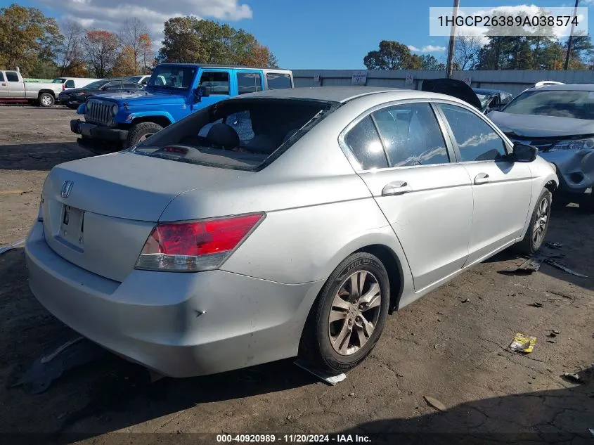 2009 Honda Accord 2.4 Lx VIN: 1HGCP26389A038574 Lot: 40920989