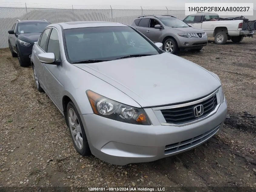 1HGCP2F8XAA800237 2010 Honda Accord Sedan