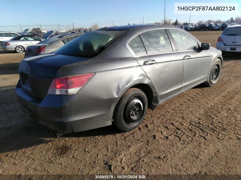 2010 Honda Accord Exl VIN: 1HGCP2F87AA802124 Lot: 30045579