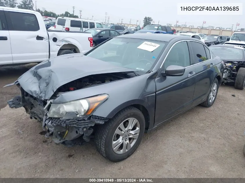 1HGCP2F40AA139685 2010 Honda Accord 2.4 Lx-P