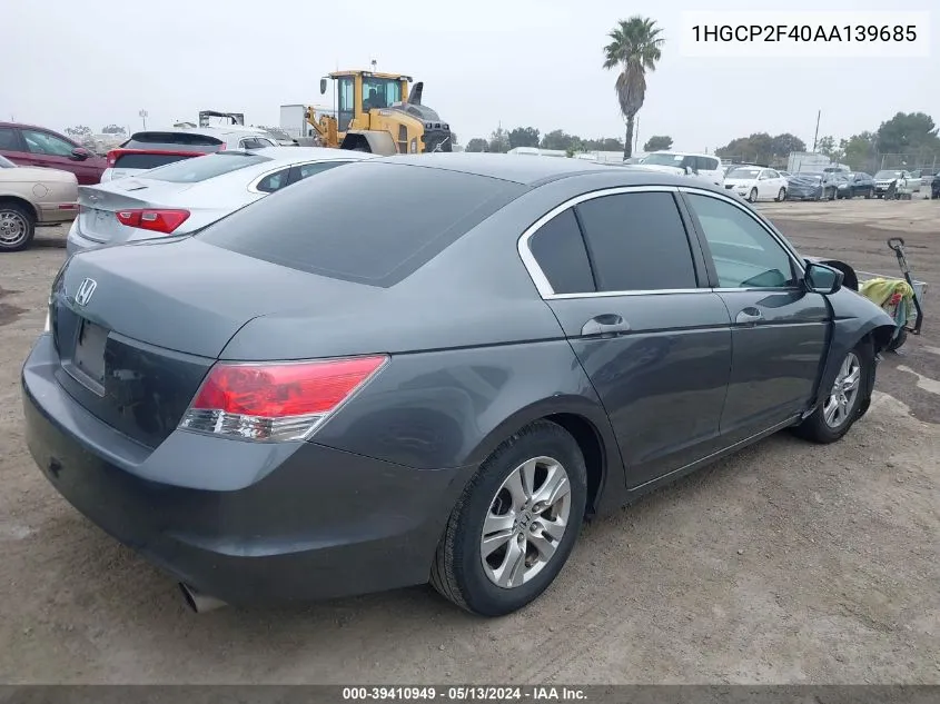 1HGCP2F40AA139685 2010 Honda Accord 2.4 Lx-P