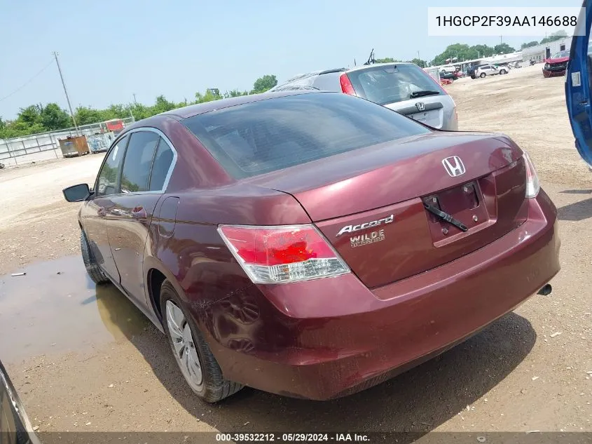 2010 Honda Accord 2.4 Lx VIN: 1HGCP2F39AA146688 Lot: 39532212