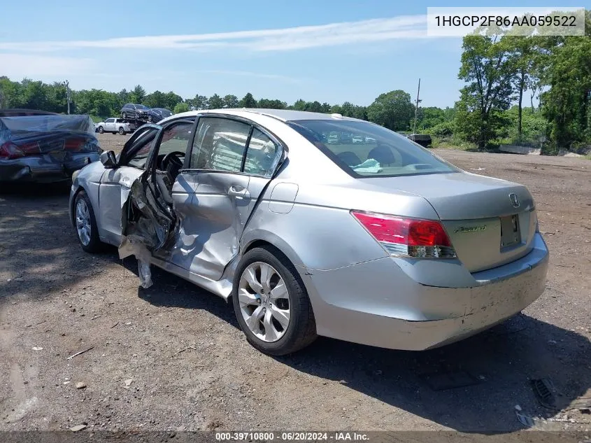 2010 Honda Accord 2.4 Ex-L VIN: 1HGCP2F86AA059522 Lot: 39710800