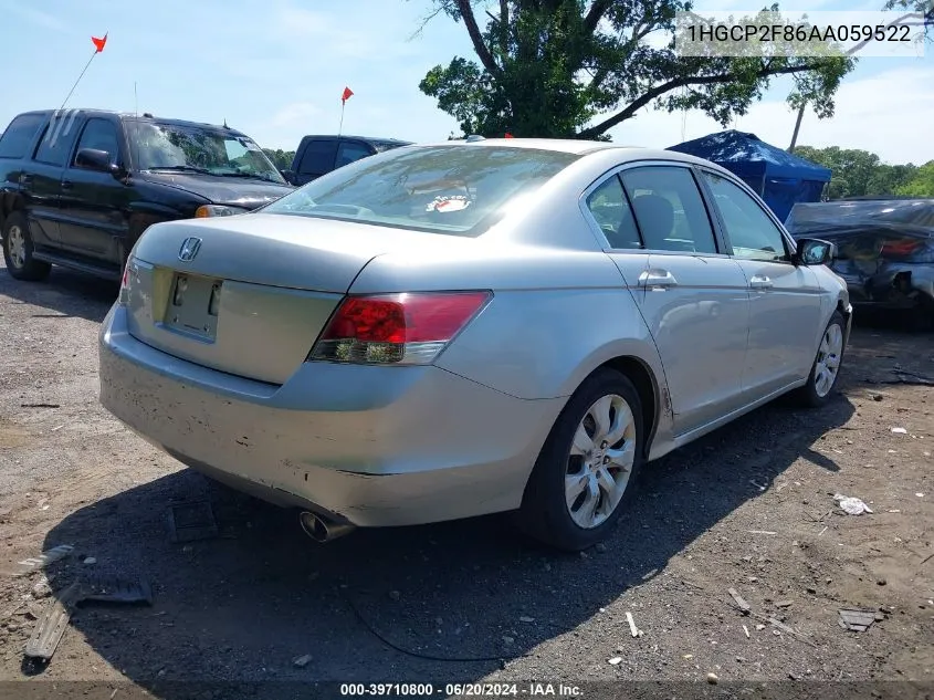 2010 Honda Accord 2.4 Ex-L VIN: 1HGCP2F86AA059522 Lot: 39710800