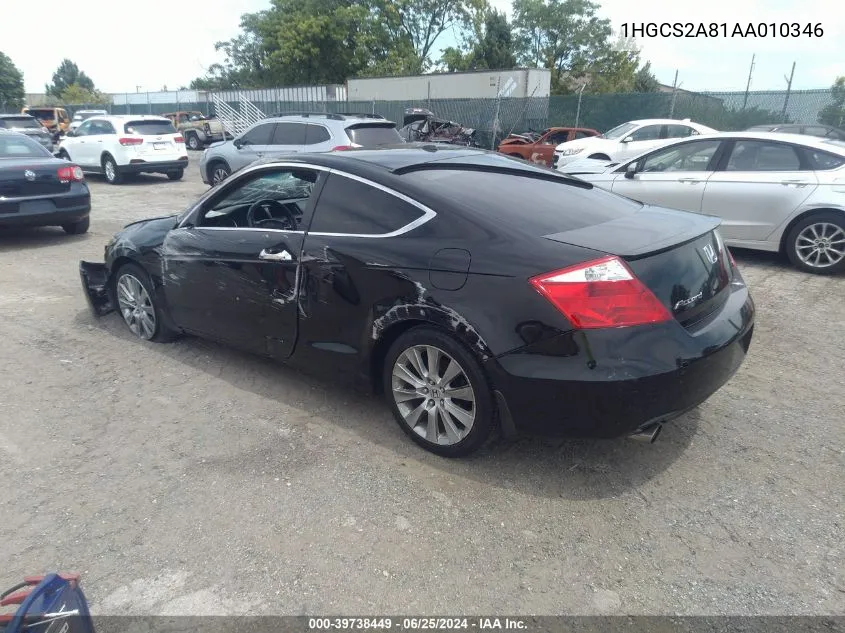 2010 Honda Accord 3.5 Ex-L VIN: 1HGCS2A81AA010346 Lot: 39738449