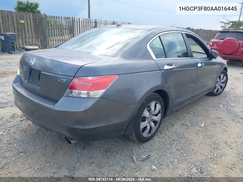 2010 Honda Accord 3.5 Ex-L VIN: 1HGCP3F80AA016445 Lot: 39743114