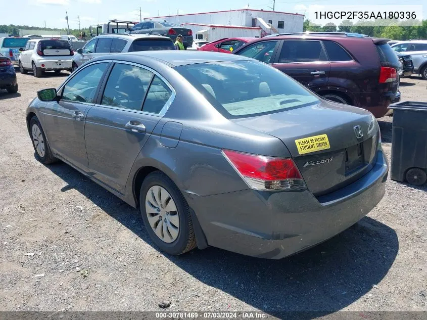 2010 Honda Accord 2.4 Lx VIN: 1HGCP2F35AA180336 Lot: 39781469