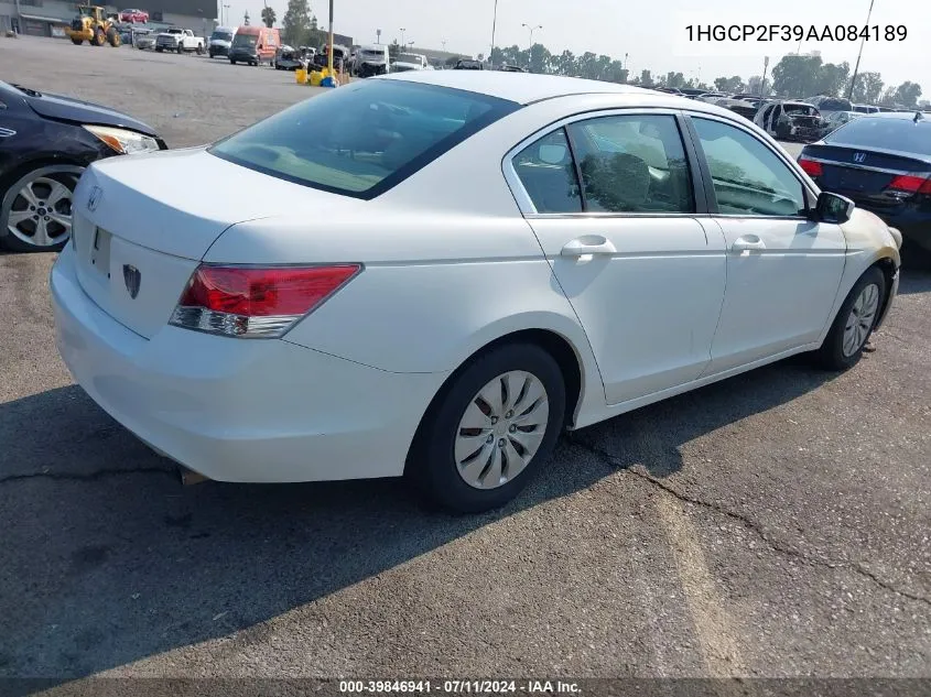 2010 Honda Accord 2.4 Lx VIN: 1HGCP2F39AA084189 Lot: 39846941