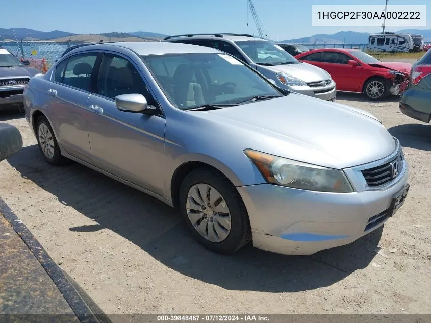 2010 Honda Accord 2.4 Lx VIN: 1HGCP2F30AA002222 Lot: 39848487