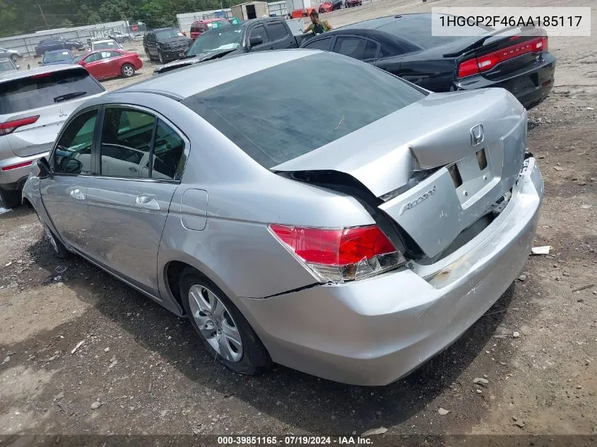 2010 Honda Accord 2.4 Lx-P VIN: 1HGCP2F46AA185117 Lot: 39851165