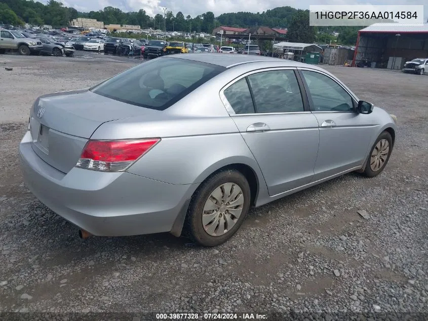 2010 Honda Accord 2.4 Lx VIN: 1HGCP2F36AA014584 Lot: 39877328