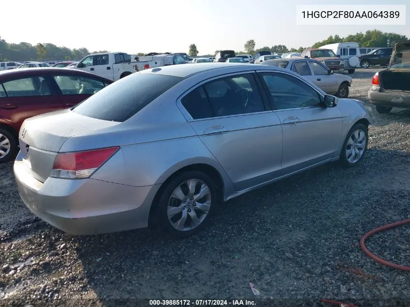 2010 Honda Accord 2.4 Ex-L VIN: 1HGCP2F80AA064389 Lot: 39885172