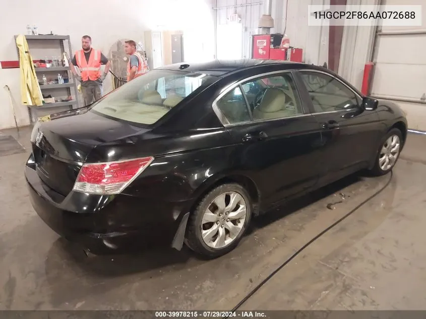 2010 Honda Accord Sdn 2.4 Ex-L/Ex-L VIN: 1HGCP2F86AA072688 Lot: 39978215