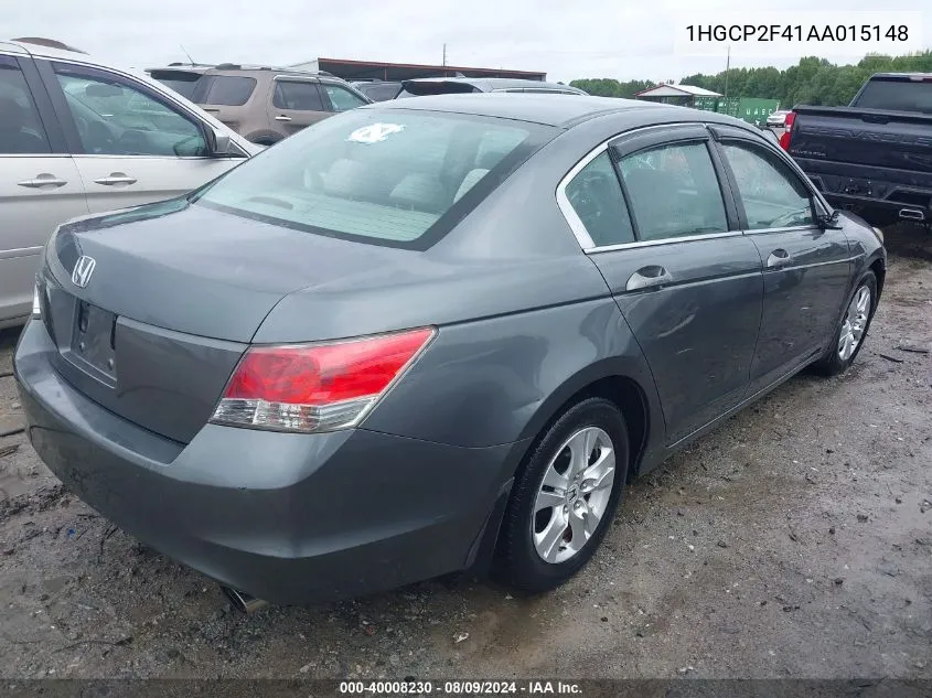 2010 Honda Accord 2.4 Lx-P VIN: 1HGCP2F41AA015148 Lot: 40008230