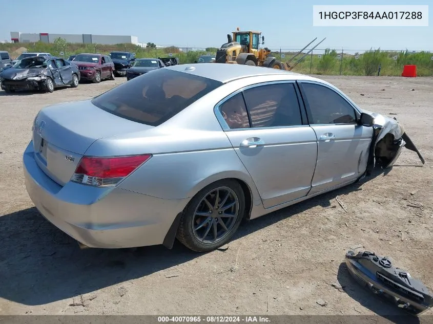 2010 Honda Accord 3.5 Ex-L VIN: 1HGCP3F84AA017288 Lot: 40070965