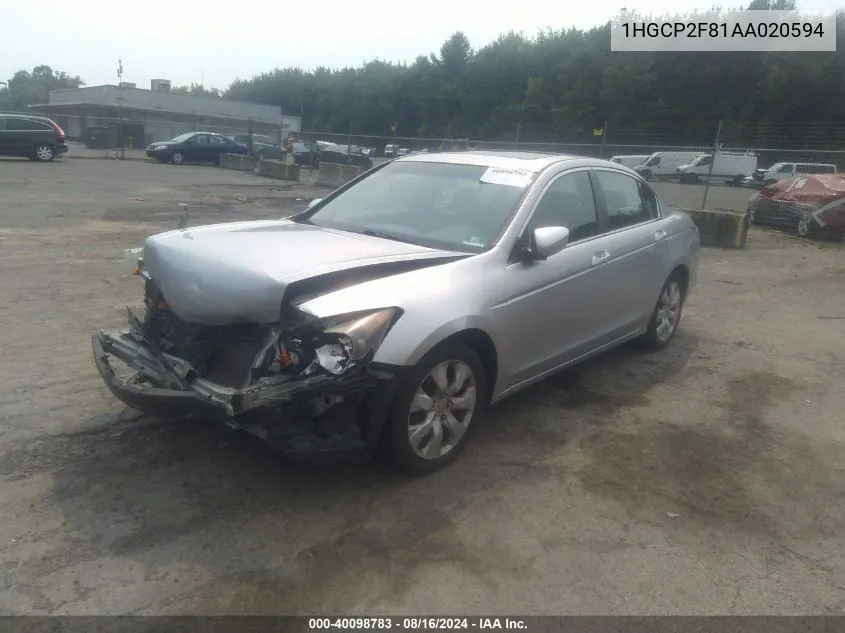 2010 Honda Accord Sdn 2.4 Ex-L/Ex-L VIN: 1HGCP2F81AA020594 Lot: 40098783