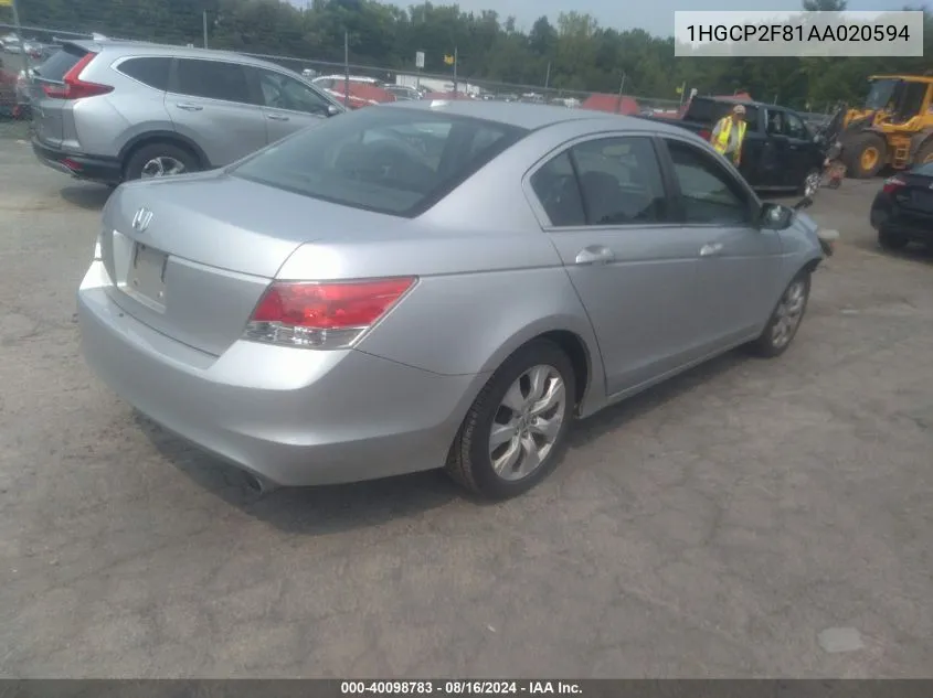 2010 Honda Accord Sdn 2.4 Ex-L/Ex-L VIN: 1HGCP2F81AA020594 Lot: 40098783