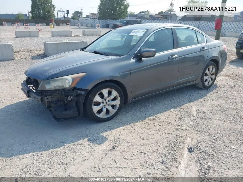 2010 Honda Accord 2.4 Ex VIN: 1HGCP2E73AA116221 Lot: 40102736