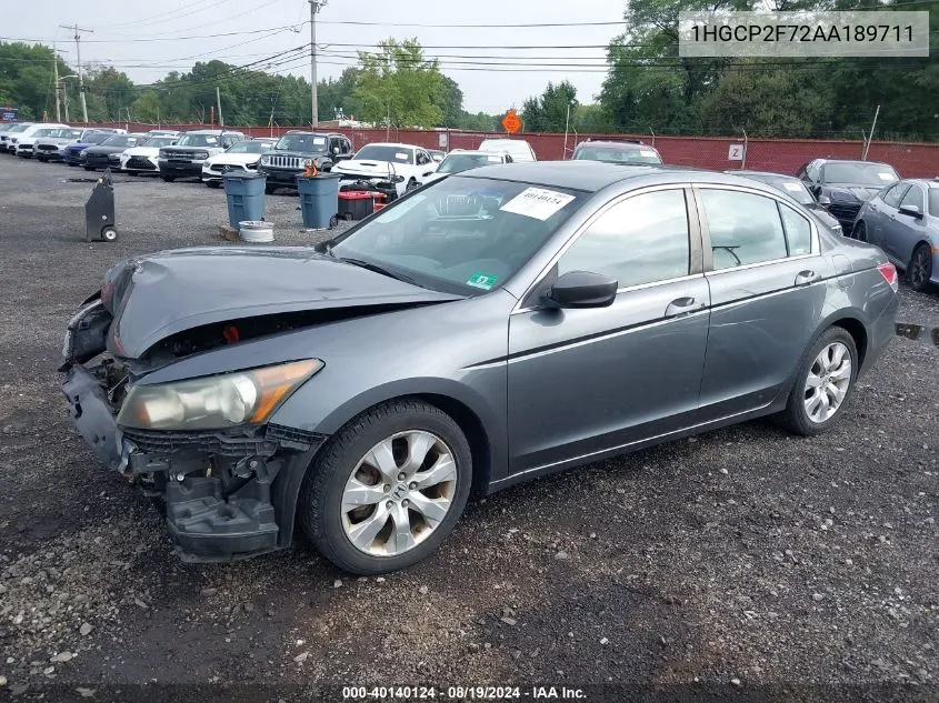 2010 Honda Accord 2.4 Ex VIN: 1HGCP2F72AA189711 Lot: 40140124