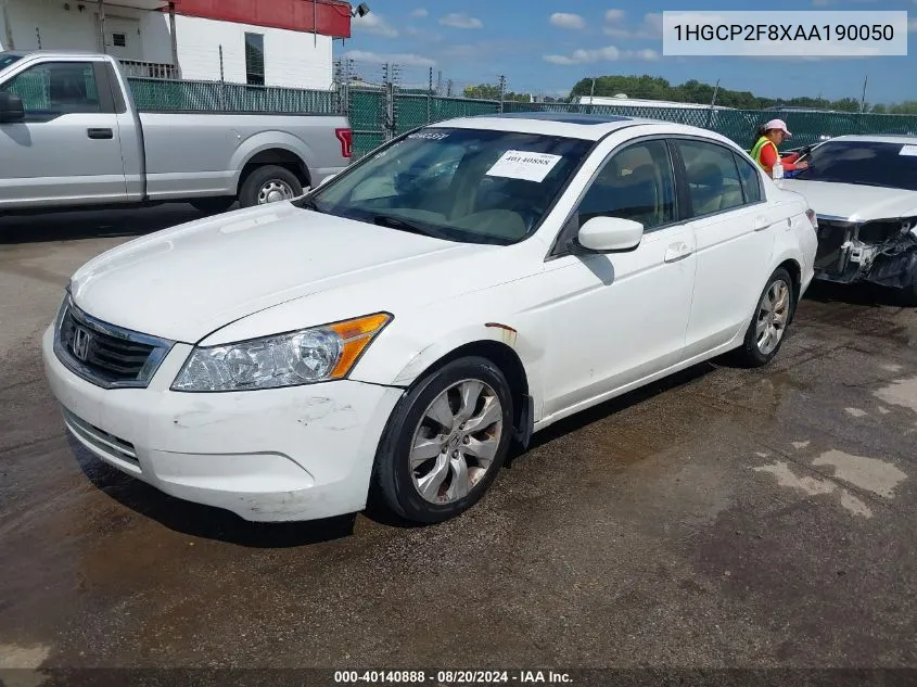 2010 Honda Accord Sdn 2.4 Ex-L/Ex-L VIN: 1HGCP2F8XAA190050 Lot: 40140888