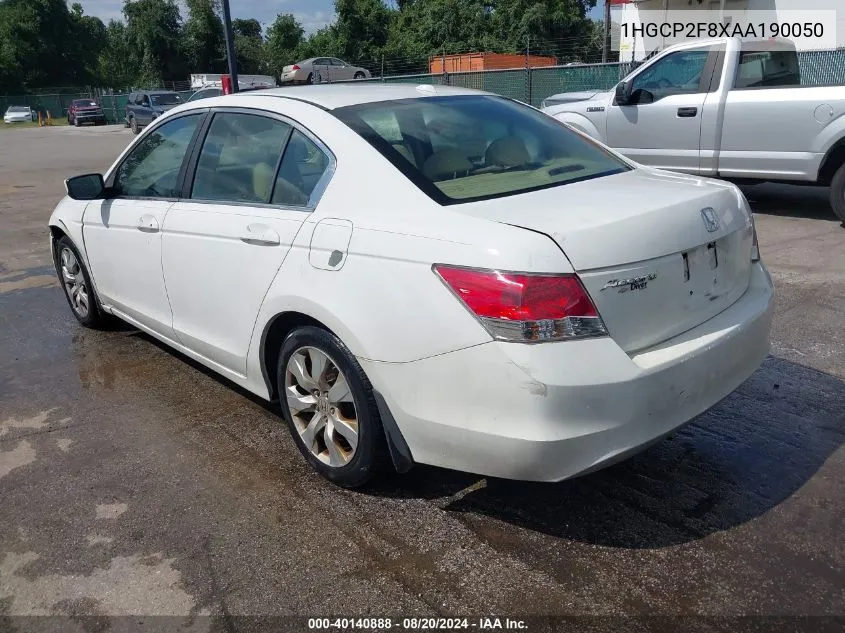 2010 Honda Accord Sdn 2.4 Ex-L/Ex-L VIN: 1HGCP2F8XAA190050 Lot: 40140888