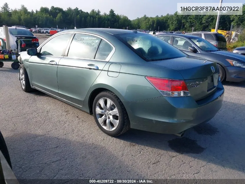 2010 Honda Accord 3.5 Ex-L VIN: 1HGCP3F87AA007922 Lot: 40209722