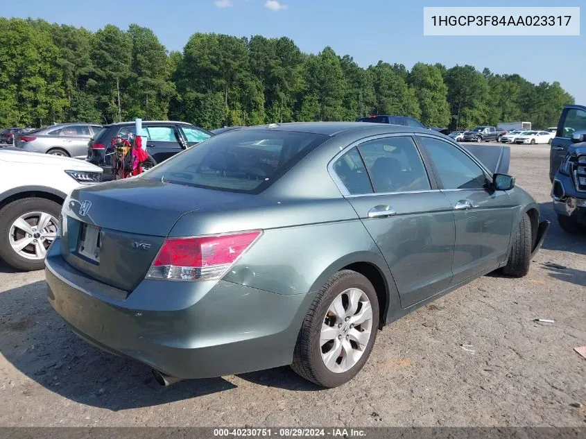 2010 Honda Accord 3.5 Ex-L VIN: 1HGCP3F84AA023317 Lot: 40230751