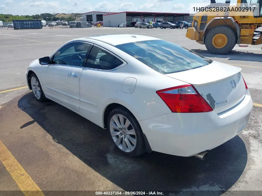 2010 Honda Accord 3.5 Ex-L VIN: 1HGCS2B82AA002917 Lot: 40237354