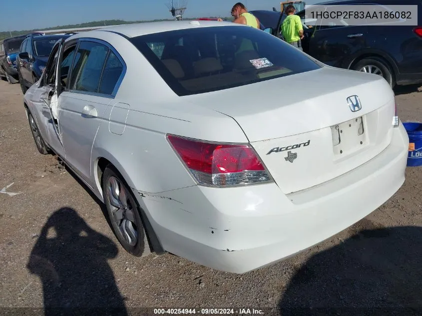 2010 Honda Accord Exl VIN: 1HGCP2F83AA186082 Lot: 40254944