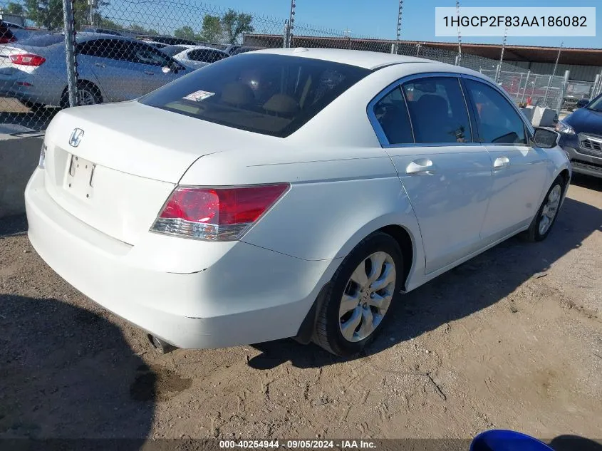 2010 Honda Accord Exl VIN: 1HGCP2F83AA186082 Lot: 40254944