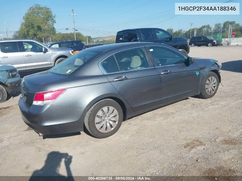 1HGCP2F34AA188346 2010 Honda Accord 2.4 Lx