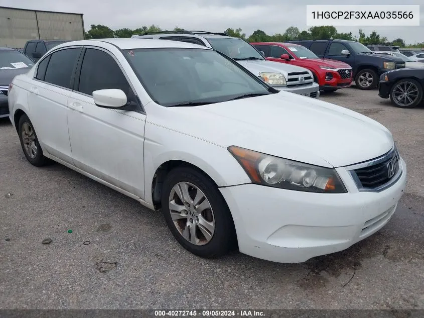 2010 Honda Accord 2.4 Lx VIN: 1HGCP2F3XAA035566 Lot: 40272745