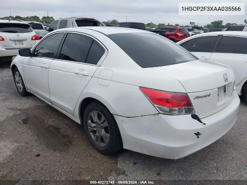 2010 Honda Accord 2.4 Lx VIN: 1HGCP2F3XAA035566 Lot: 40272745