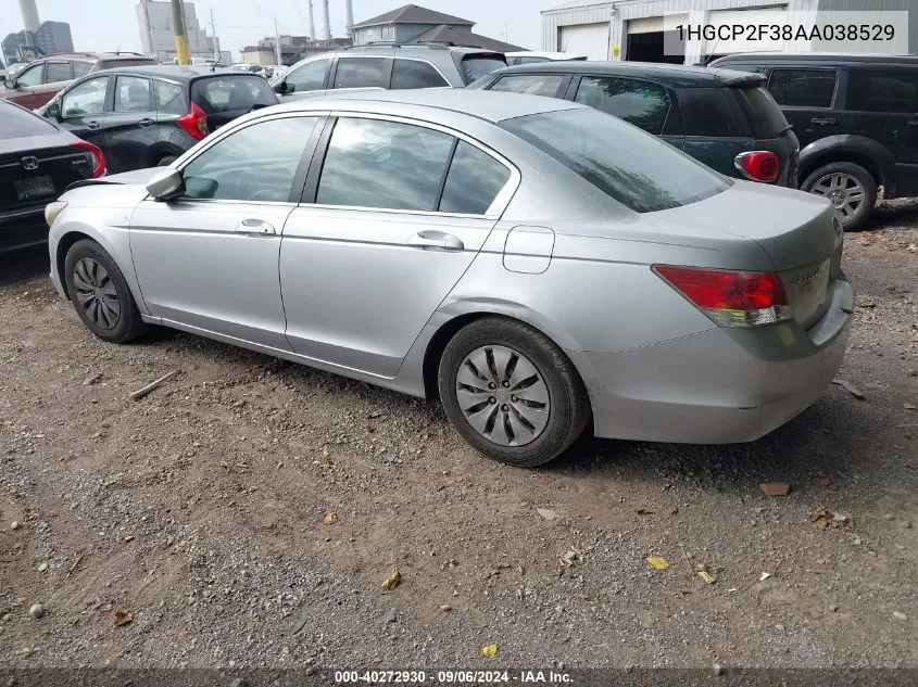 2010 Honda Accord 2.4 Lx VIN: 1HGCP2F38AA038529 Lot: 40272930