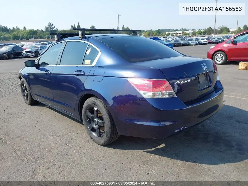 2010 Honda Accord Lx VIN: 1HGCP2F31AA156583 Lot: 40275931