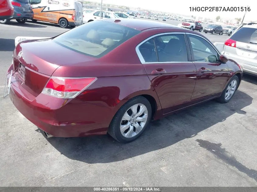 2010 Honda Accord 2.4 Ex-L VIN: 1HGCP2F87AA001516 Lot: 40286351