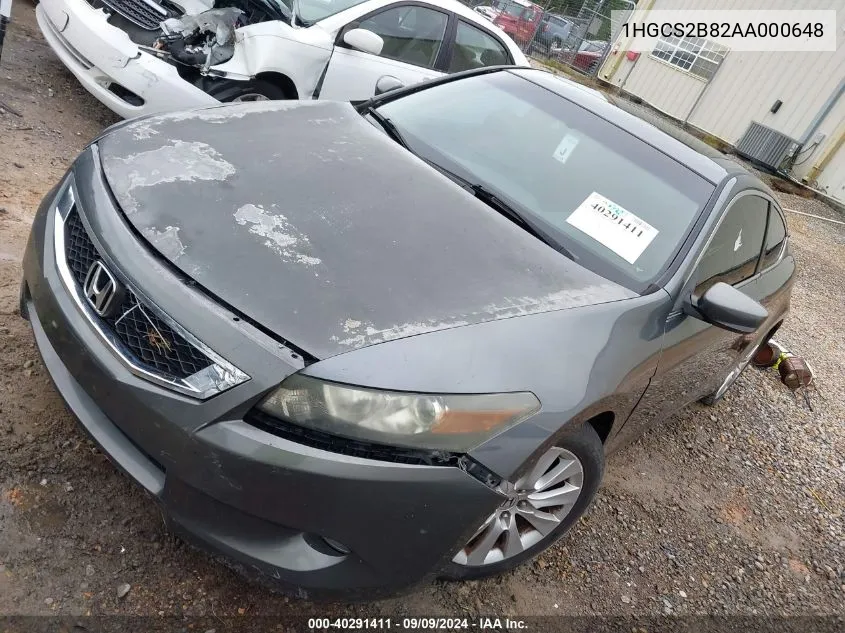 2010 Honda Accord 3.5 Ex-L VIN: 1HGCS2B82AA000648 Lot: 40291411