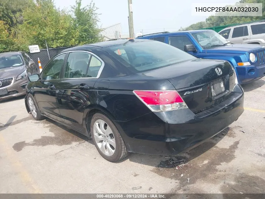 2010 Honda Accord 2.4 Ex-L VIN: 1HGCP2F84AA032030 Lot: 40293068