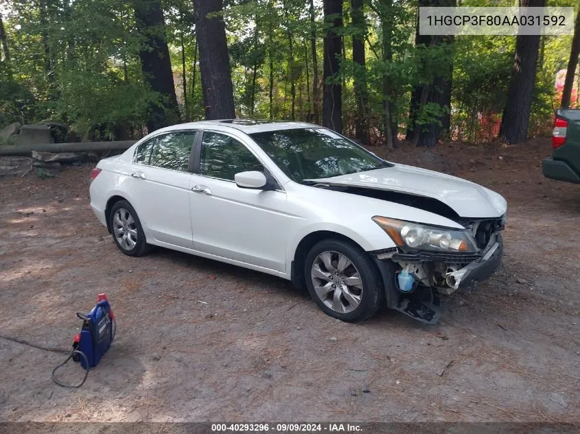 2010 Honda Accord 3.5 Ex-L VIN: 1HGCP3F80AA031592 Lot: 40293296