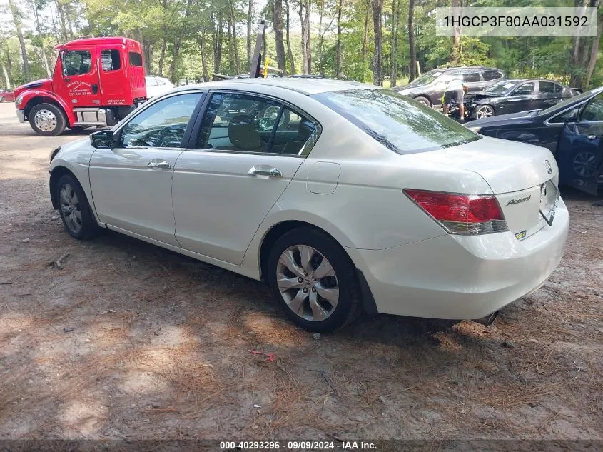 2010 Honda Accord 3.5 Ex-L VIN: 1HGCP3F80AA031592 Lot: 40293296