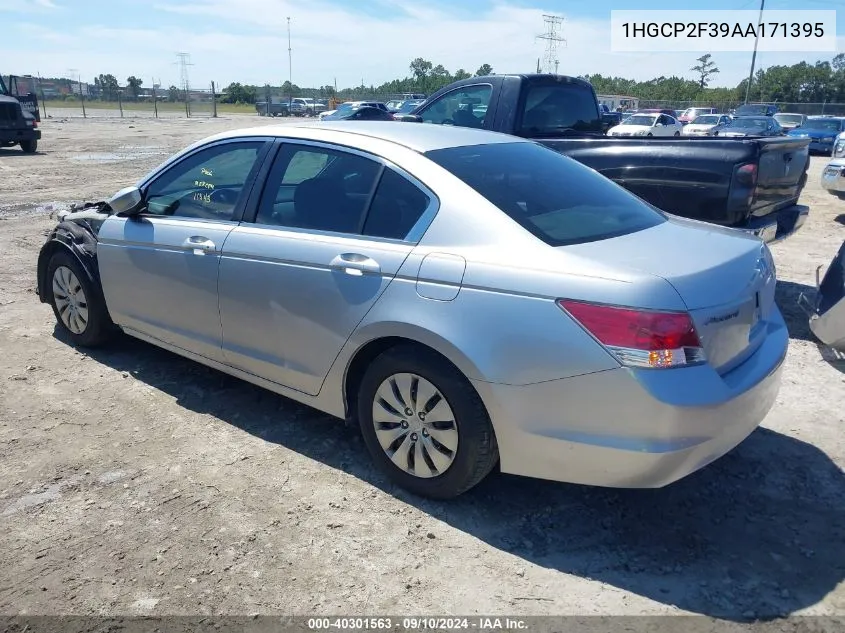 2010 Honda Accord 2.4 Lx VIN: 1HGCP2F39AA171395 Lot: 40301563