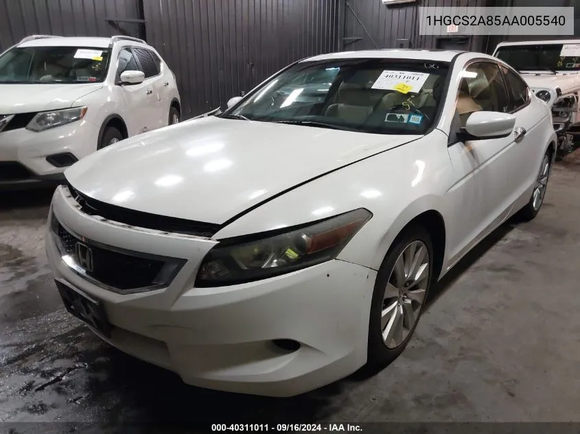 2010 Honda Accord 3.5 Ex-L VIN: 1HGCS2A85AA005540 Lot: 40311011