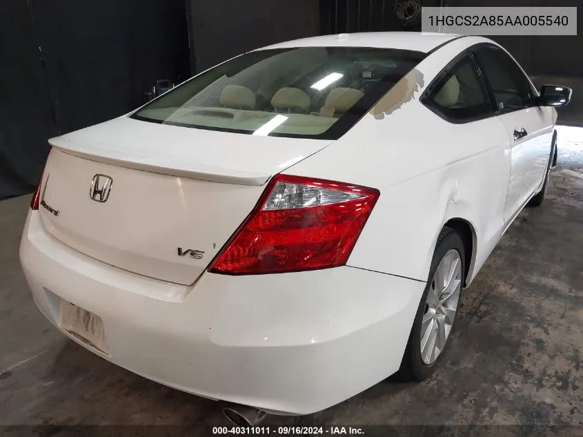 2010 Honda Accord 3.5 Ex-L VIN: 1HGCS2A85AA005540 Lot: 40311011