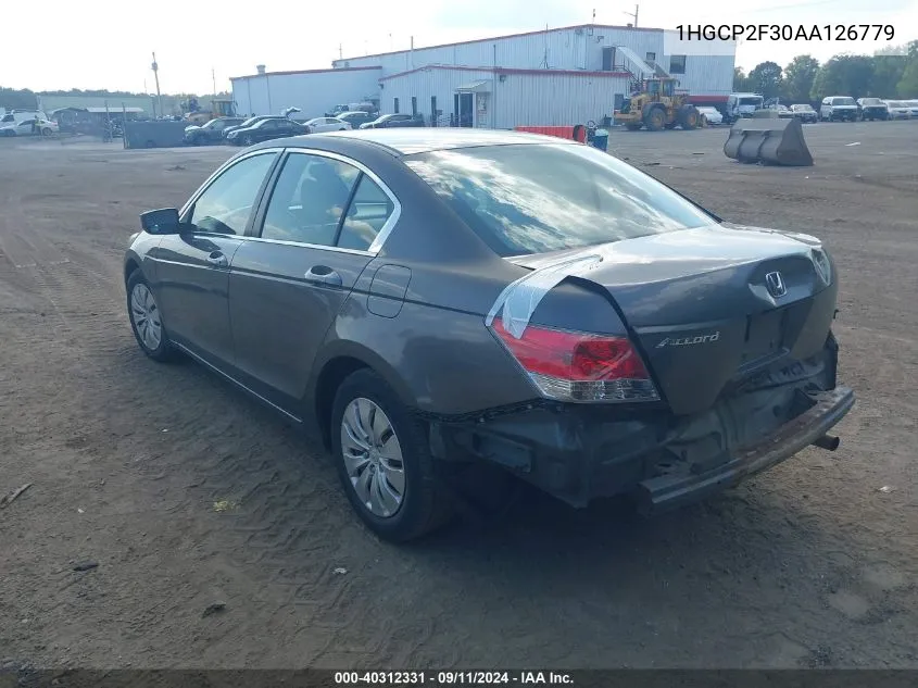 2010 Honda Accord 2.4 Lx VIN: 1HGCP2F30AA126779 Lot: 40312331