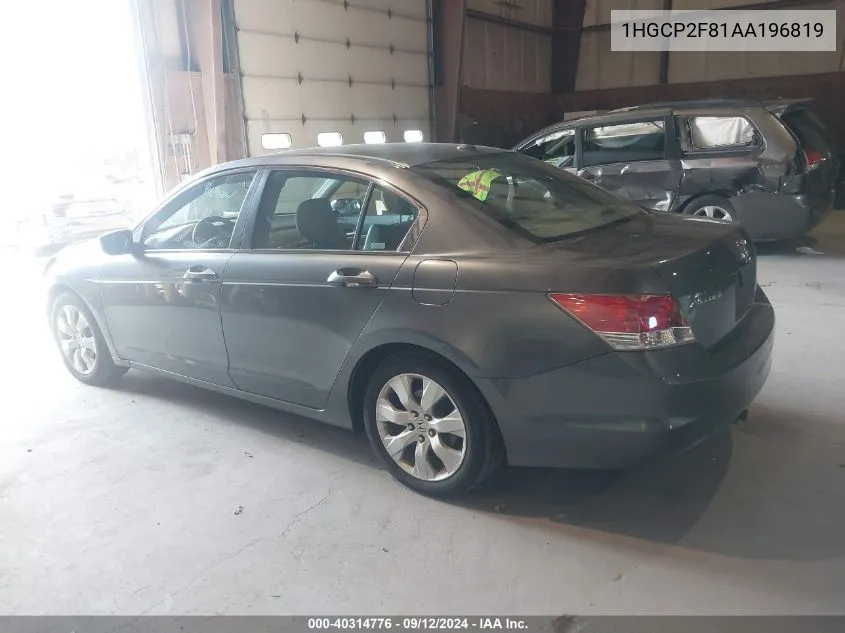 2010 Honda Accord 2.4 Ex-L VIN: 1HGCP2F81AA196819 Lot: 40314776